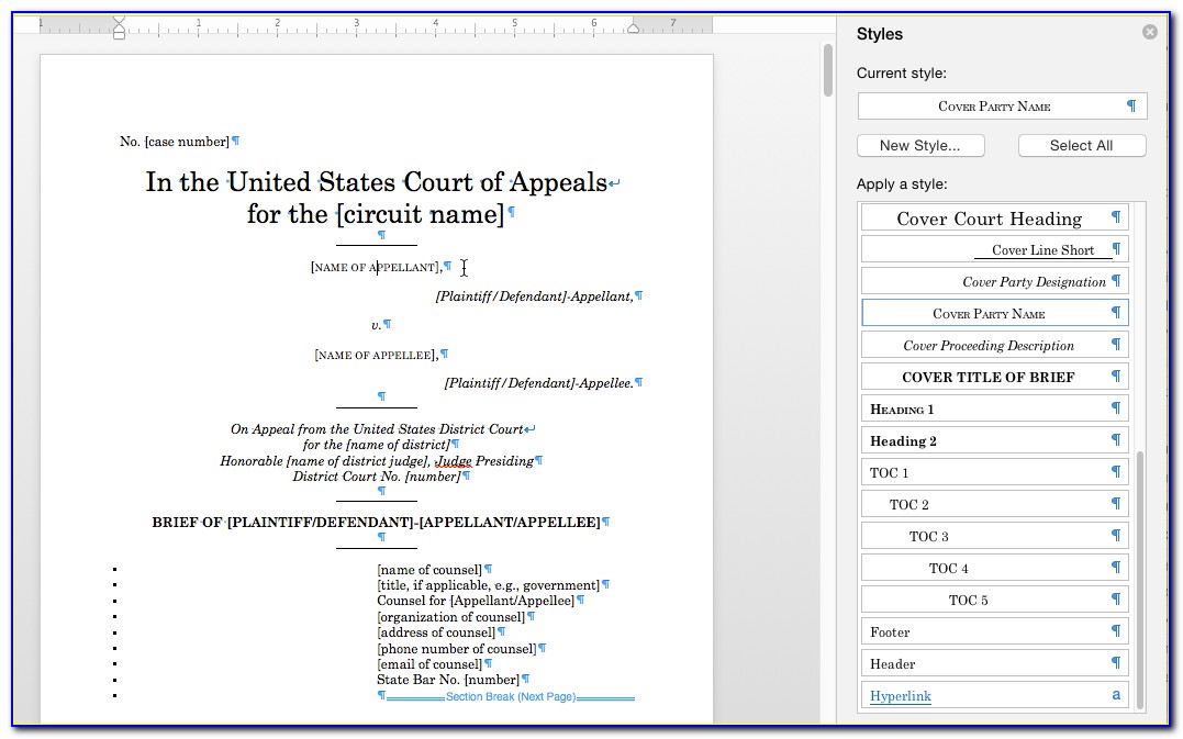 Appellate Brief Template Microsoft Word Free