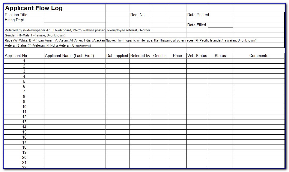 Applicant Tracking Log Template
