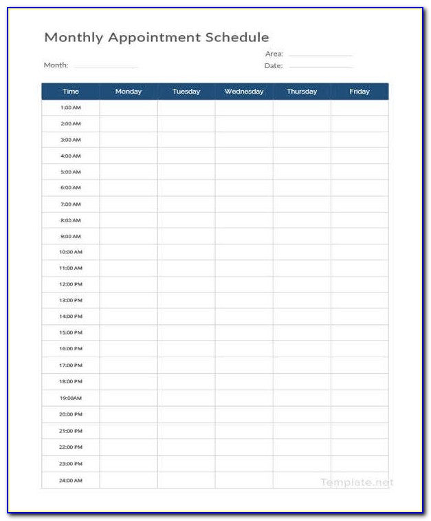 Appointment Schedule Template Excel Free