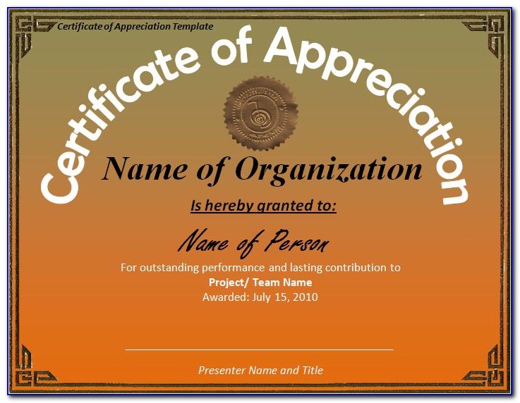 Appreciation Certificate Template Photoshop