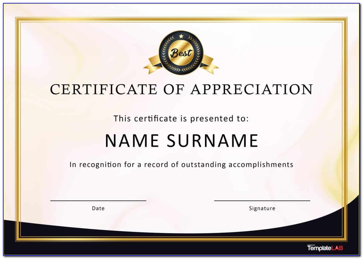 Appreciation Certificate Template Powerpoint