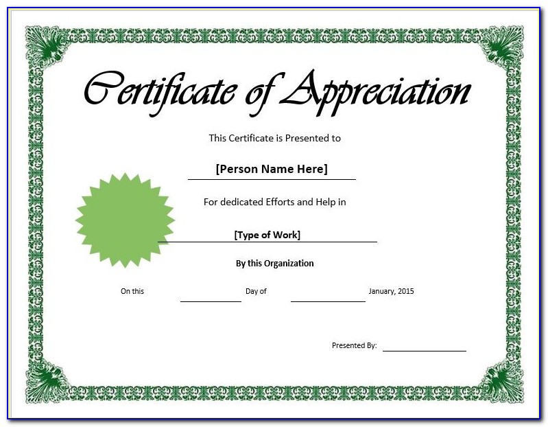 Appreciation Certificate Template Psd