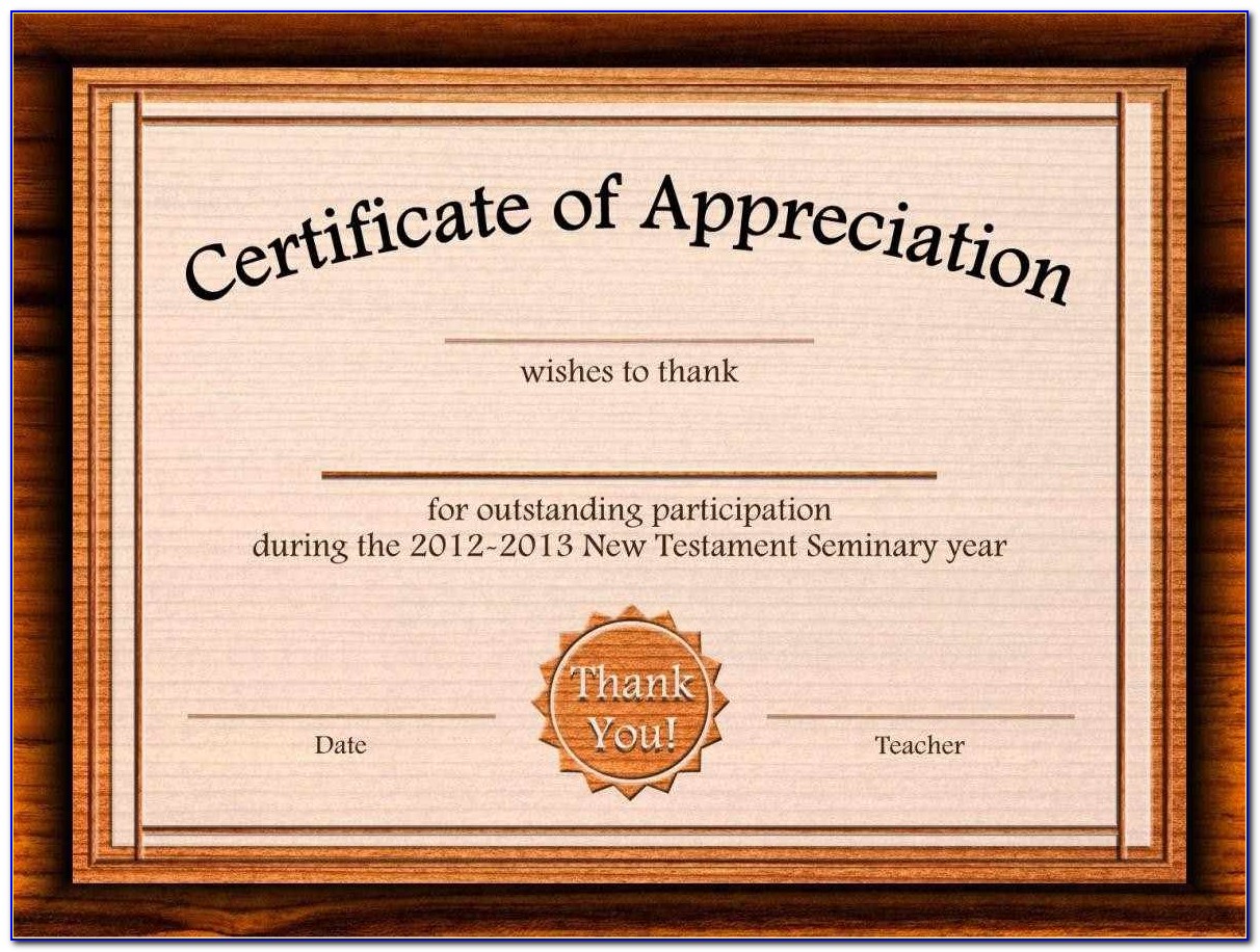 Appreciation Certificate Template Word Free