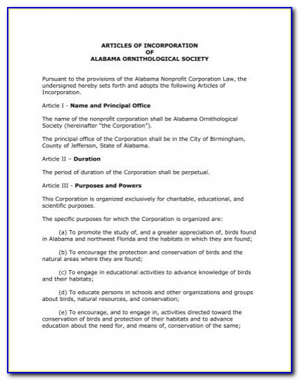 Articles Of Incorporation California Template Free