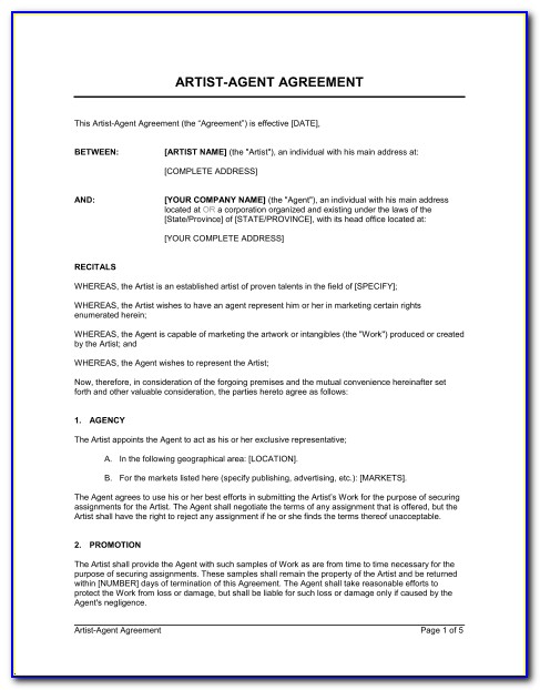 Artist Agency Contract Template