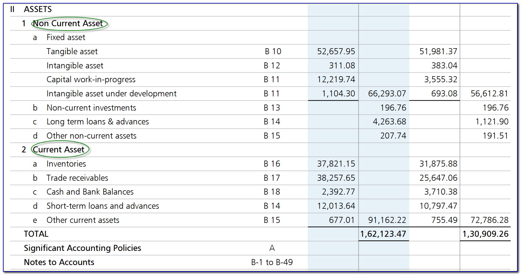 Asset Balance Sheet Example