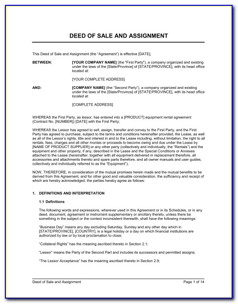 Assignment Of Lease Form New York