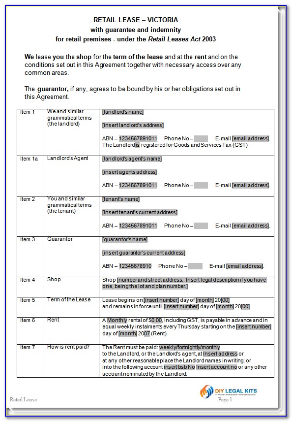 Assignment Of Lease Template Victoria