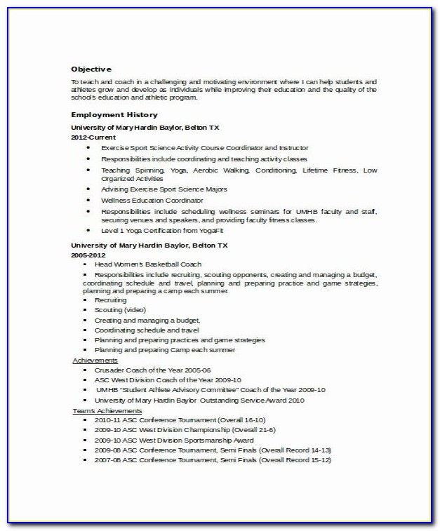 Athletic Administration Resume Templates