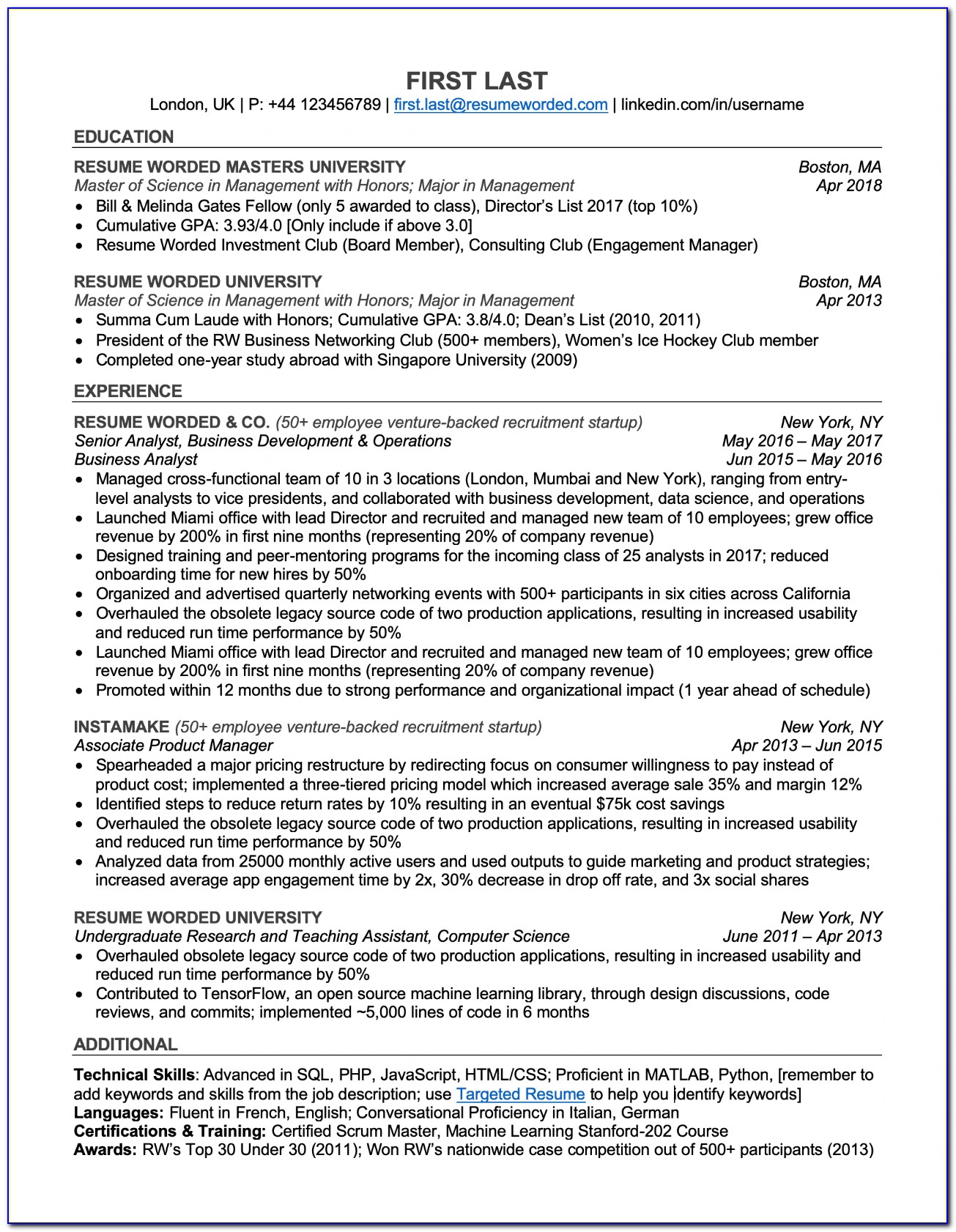 Ats Friendly Resume Template 2018