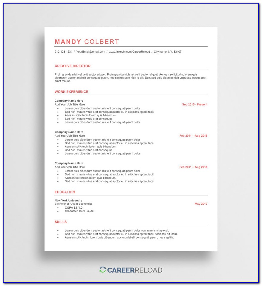 Ats Friendly Resume Template