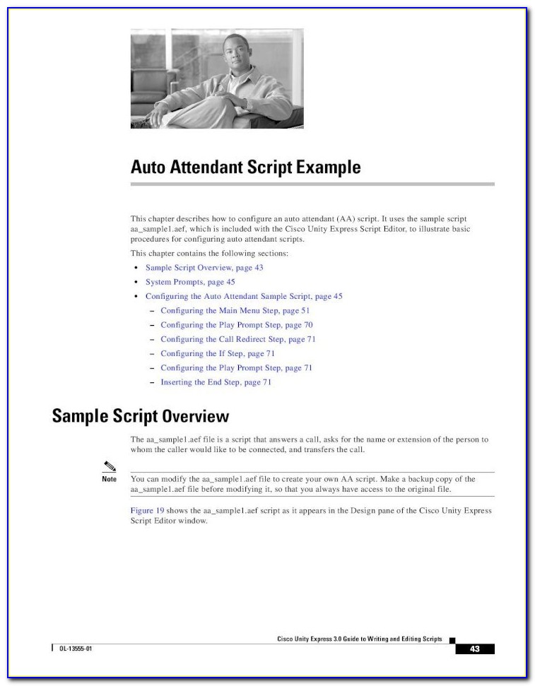 Auto Attendant Script Sample