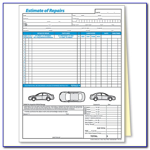 Auto Body Repair Invoice Sample