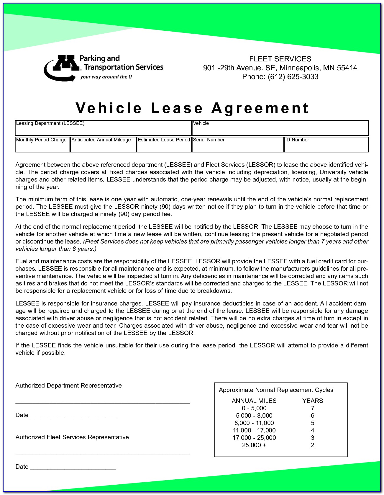 Auto Lease Document Template