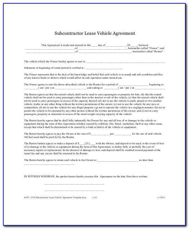 Auto Loan Sales Contract Template