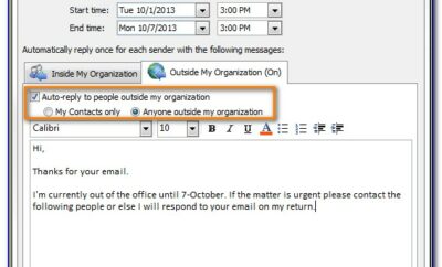 Auto Reply Email Outlook Example
