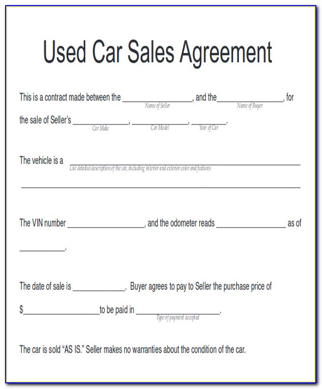 Automobile Sales Contract Form