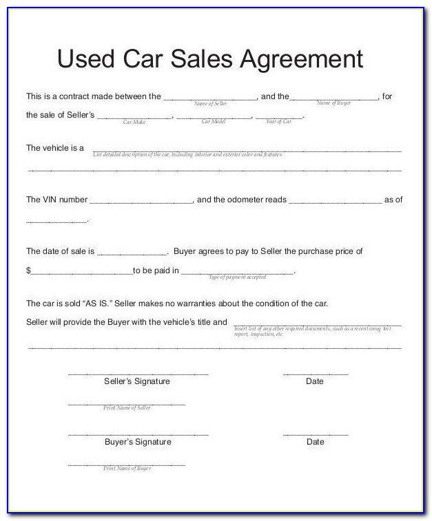 Automobile Sales Contract Sample