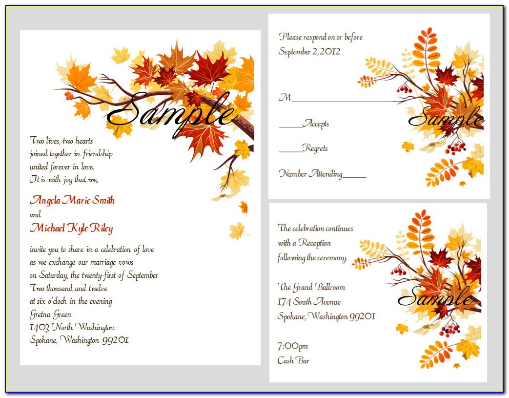 Autumn Wedding Invitation Templates Free