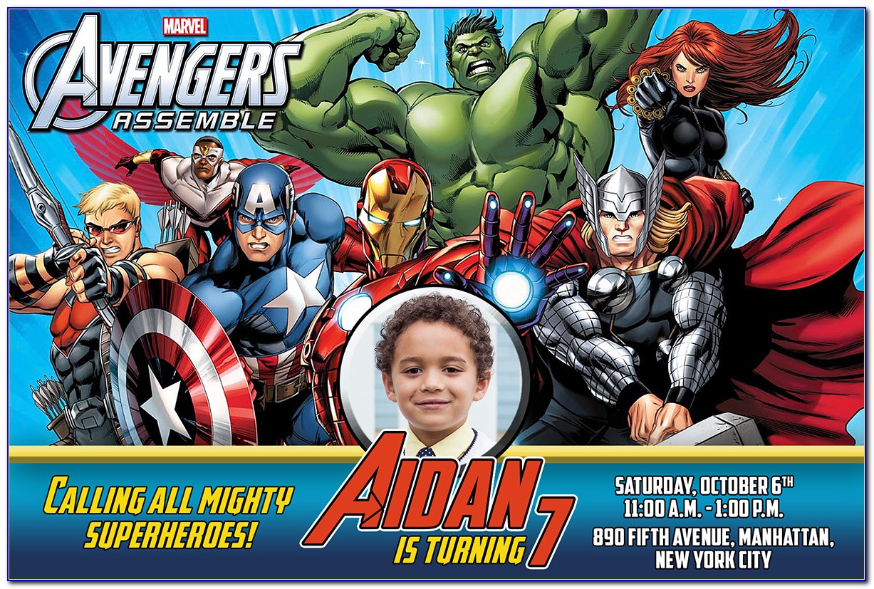 Avengers Birthday Invitation Card Template