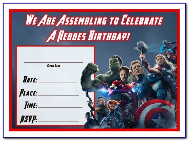 Avengers Birthday Party Invitation Template Free