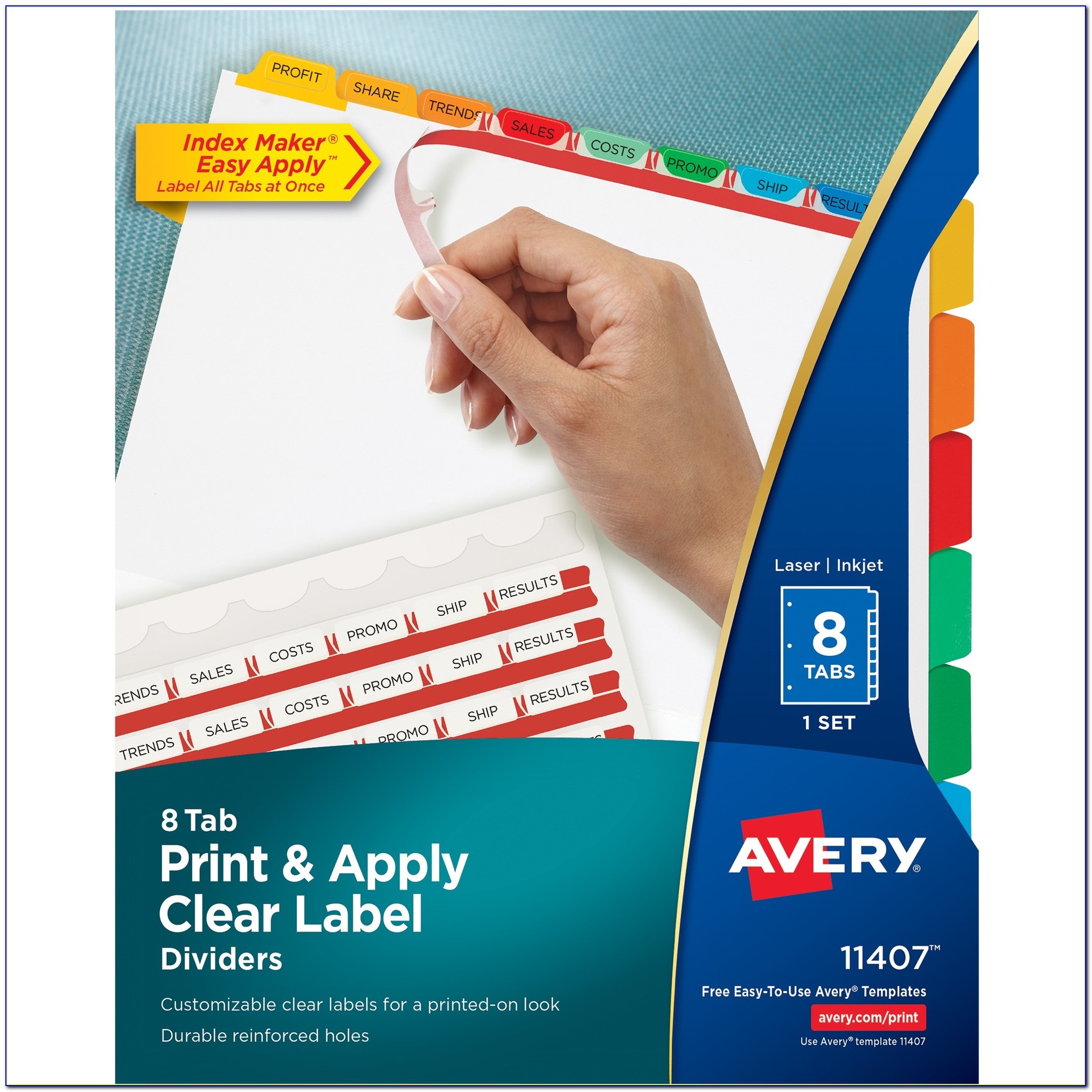 Avery 5 Tab Clear Label Divider Template