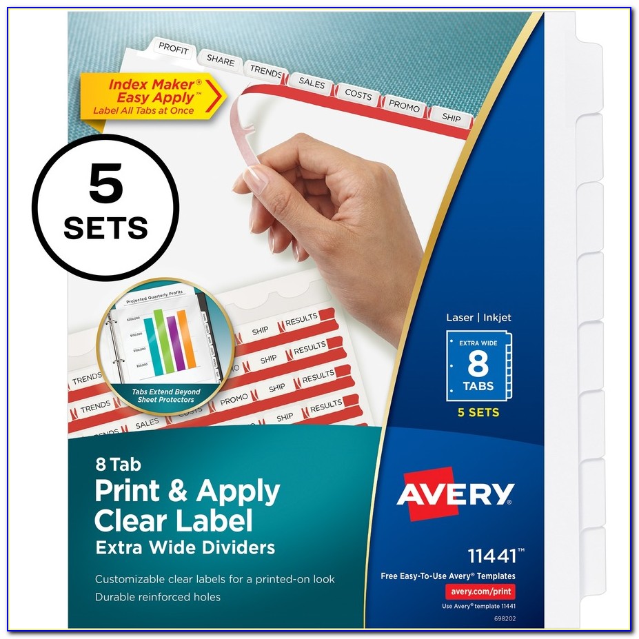 Avery 5 Tab Easy Apply Label Template