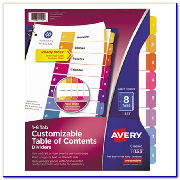 Avery 5 Tab Index Template 11446
