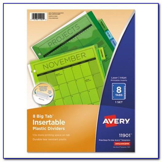 Avery 8 Large Tab Insertable Dividers Template