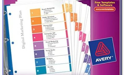Avery Index Maker 8 Tab Clear Label Dividers Template