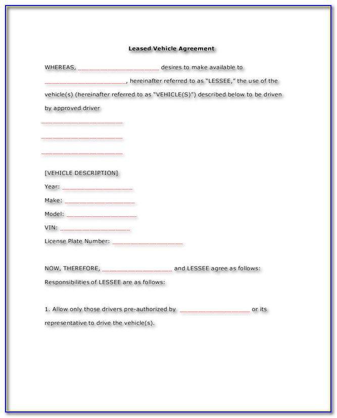 Car Commercial Lease Agreement Pdf