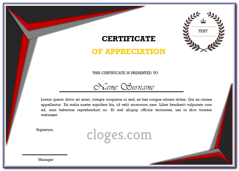 Certificate Of Appreciation Templates Download