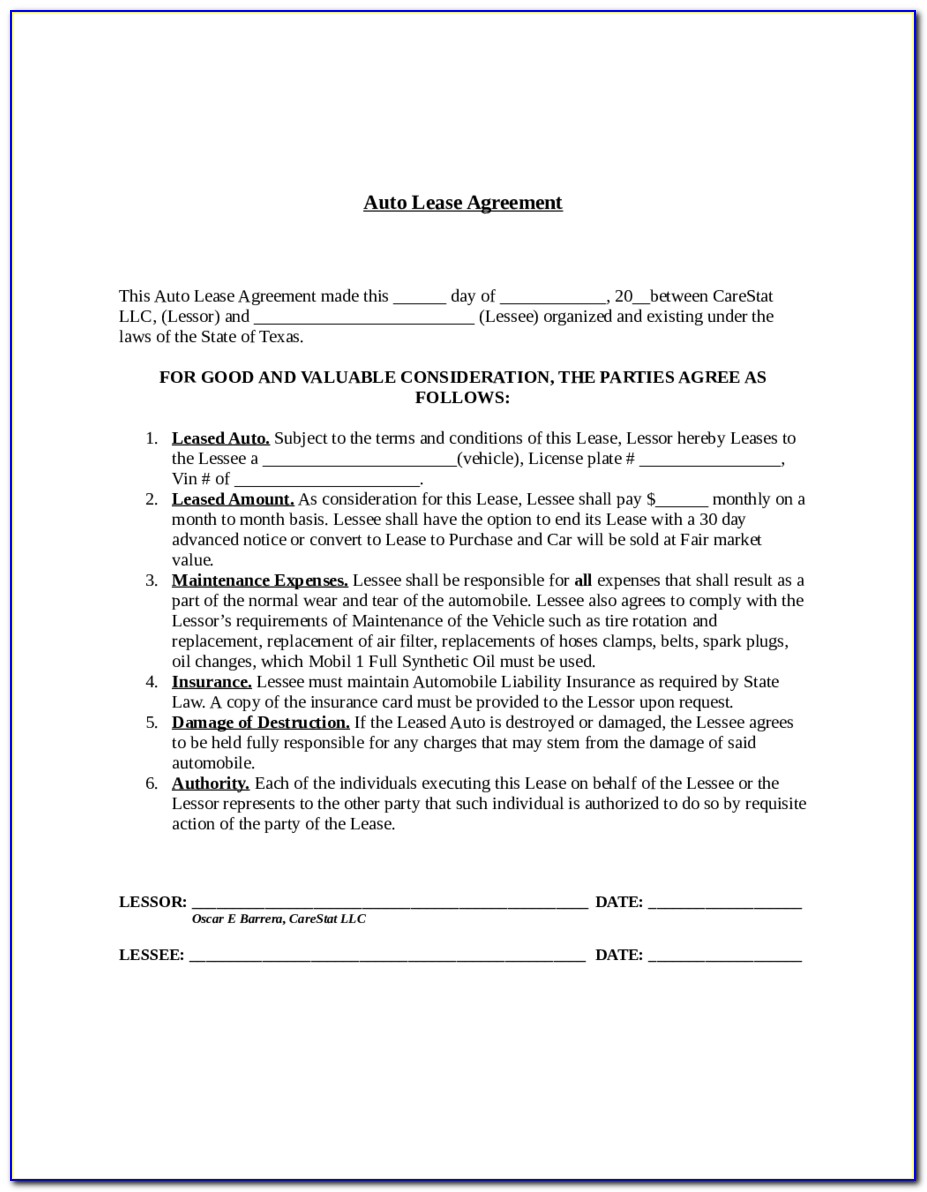 Commercial Vehicle Lease Agreement Pdf