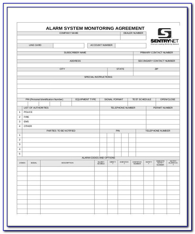 Fire Alarm Monitoring Contract Template