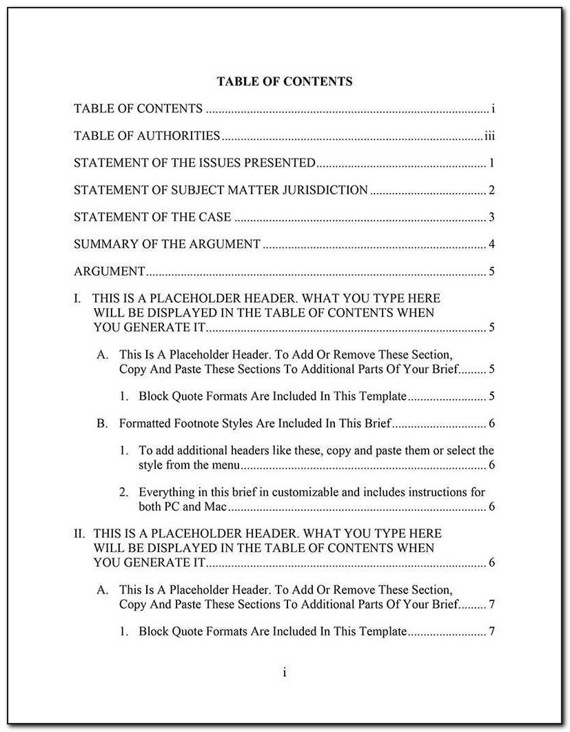 Free Appellate Brief Template Word