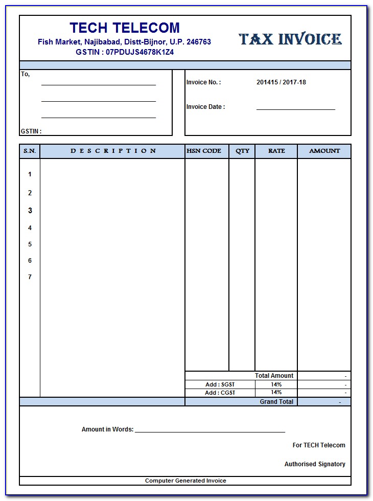 Gst Invoice Format Pdf For Jewellery