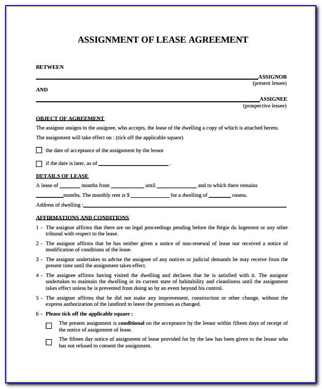 Sample Assignment Of Commercial Lease