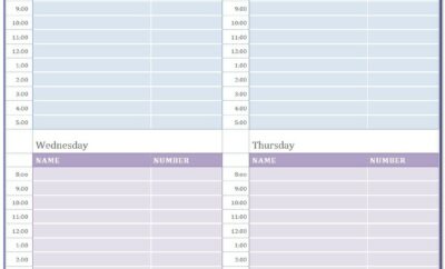 Weekly Appointment Schedule Template Excel