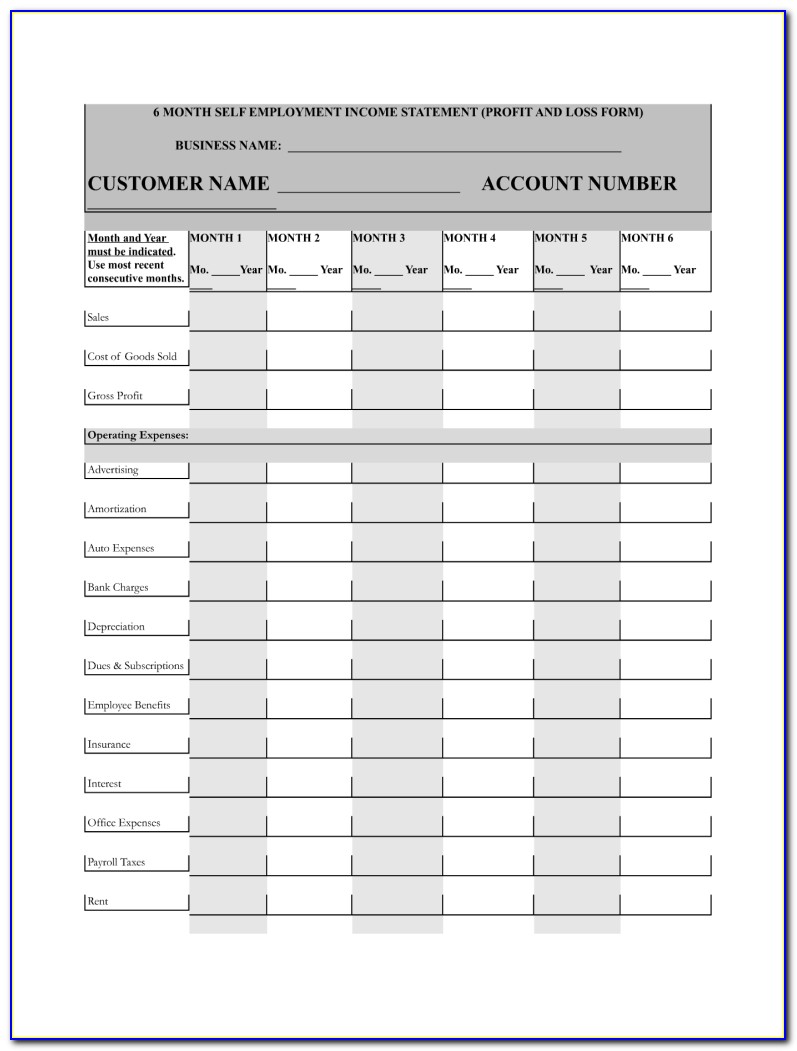 12 Month Income Statement Template