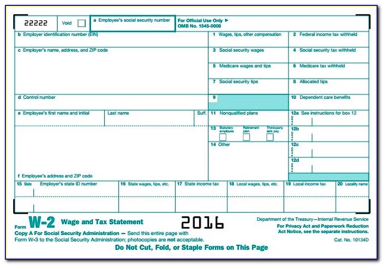 2011 W2 Form Template