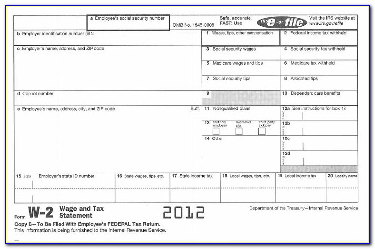 2013 W2 Form For Employees