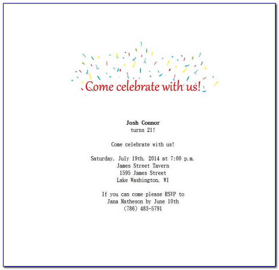 21st Birthday Party Invitation Templates Free
