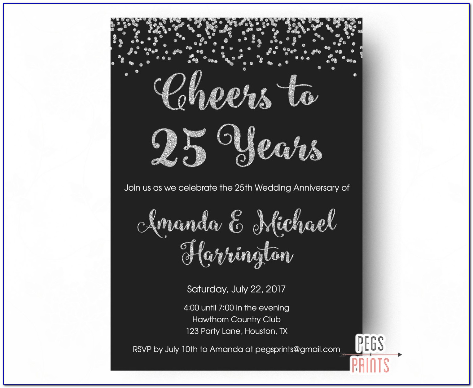 25 Th Wedding Anniversary Invitations Templates