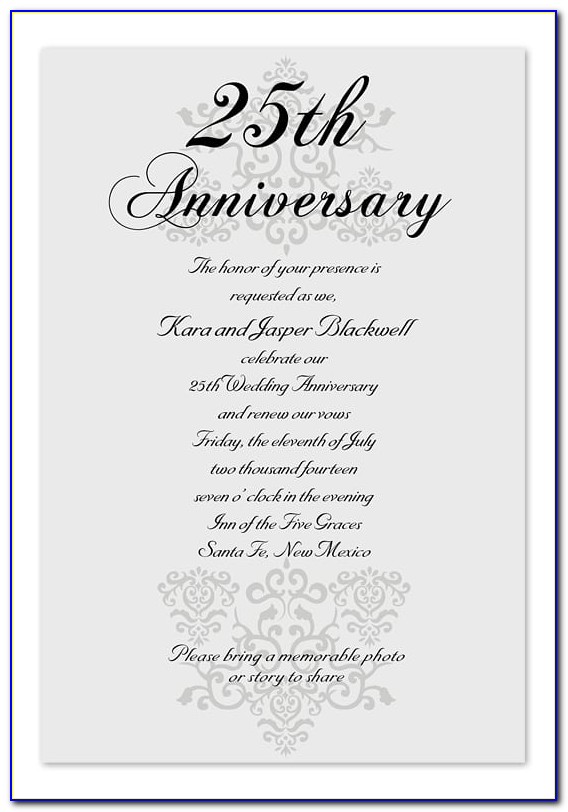 25 Year Anniversary Invitation Templates