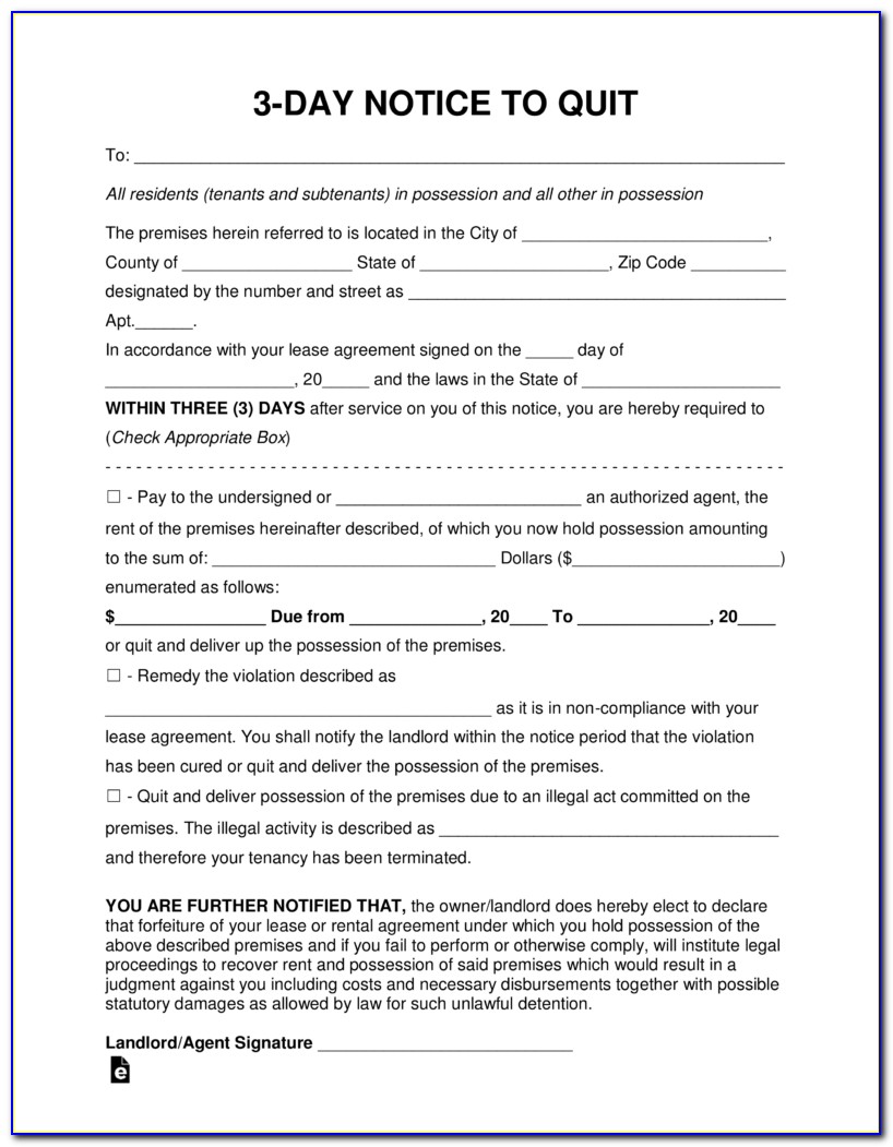 3 Day Pay Or Quit Notice Form Texas