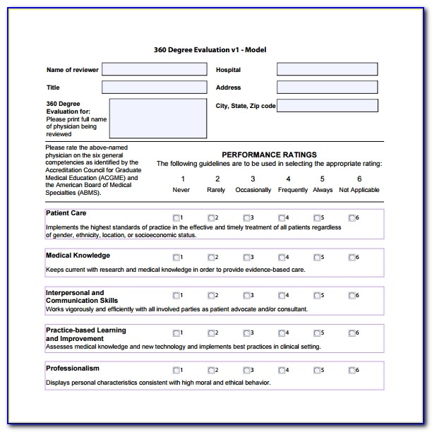 360 Degree Evaluation Form Pdf