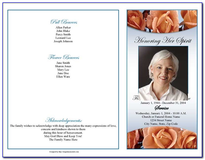 4 Page Graduated Fold Funeral Program Templates