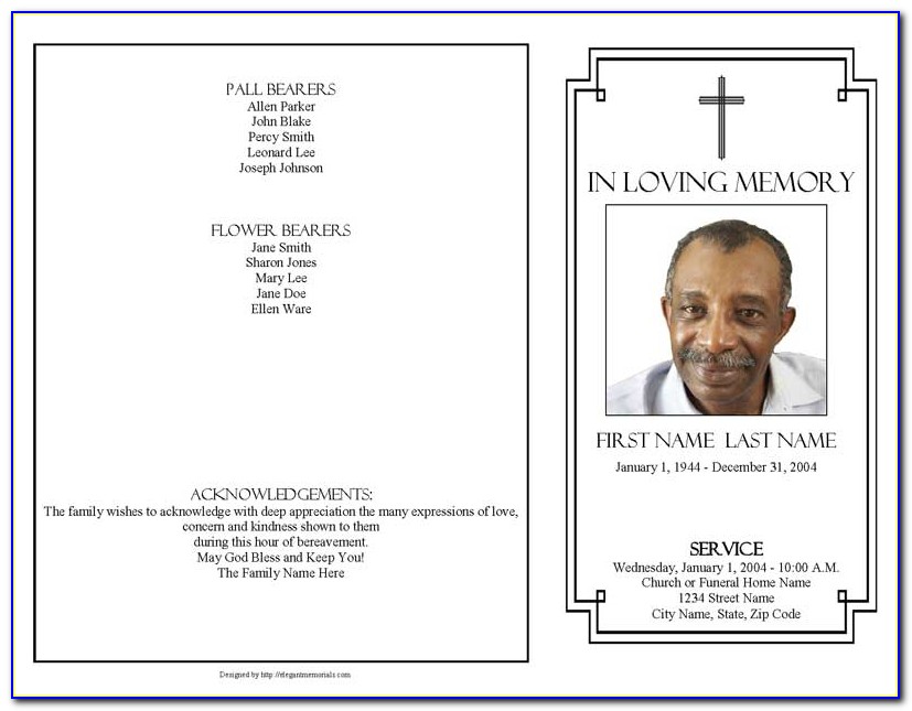 4 Page Graduated Funeral Program Template