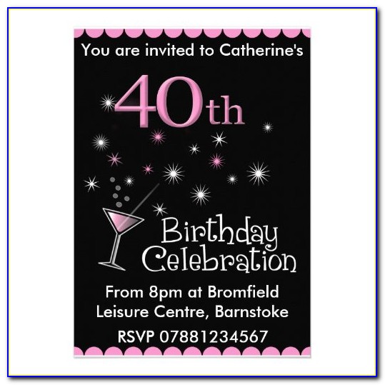 40th Birthday Invitation Cards