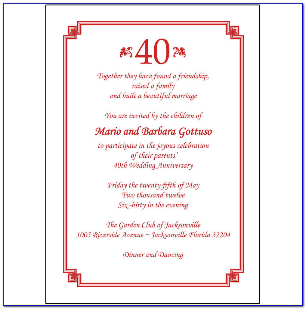 40th Birthday Invitation Templates Free